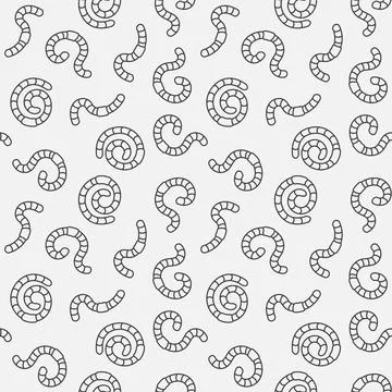 Vector seamless pattern with worms line signs. Rain-worm linear background Stock Illustration