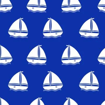 Vector seamless pattern with yachts Illustrazione stock