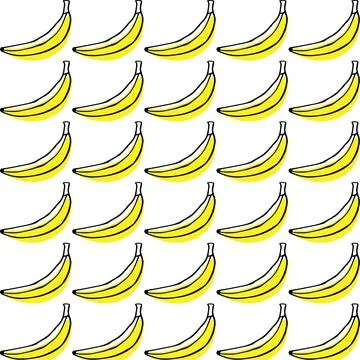 Vector seamless pattern with yellow bananas in doodle style Stock Illustration