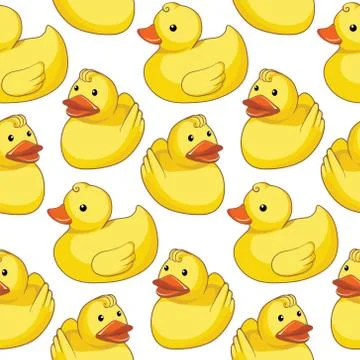 Vector seamless pattern with yellow ducks 스톡 일러스트