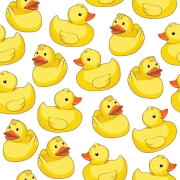 Vector seamless pattern with yellow ducks Stock Illustration