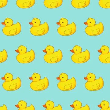 Vector seamless pattern with yellow ducks Illustrazione stock