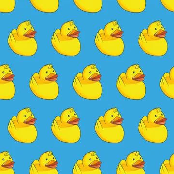 Vector seamless pattern with yellow ducks 스톡 일러스트