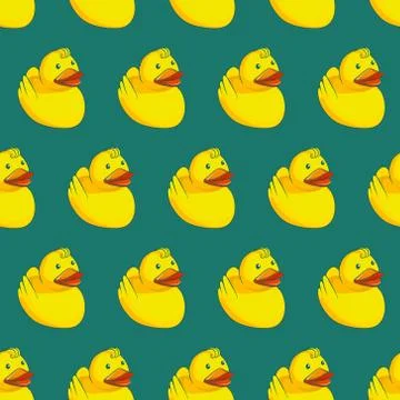 Vector seamless pattern with yellow ducks Stock Illustration
