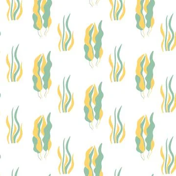 Vector seamless pattern with yellow-green algae. Stock Illustration