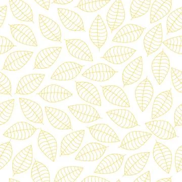 Vector seamless pattern with yellow leaves silhouettes on a white background Illustrazione stock