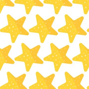 Vector seamless pattern of a yellow starfish Stock Illustration