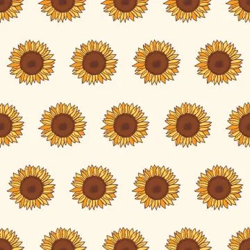 Vector seamless pattern with yellow sunflowers Illustrazione stock