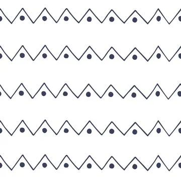 Vector seamless pattern with zig zag and circles. Abstract cute ethnic patter Stock Illustration