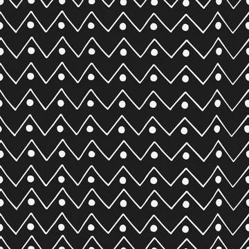 Vector seamless pattern with zig zag and circles. Abstract cute ethnic patter Stock Illustration