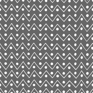 Vector seamless pattern with zig zag and circles. Abstract cute ethnic patter Stock Illustration