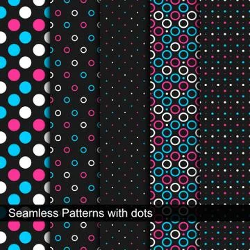 Vector seamless patterns with circles and dots. Stock Illustration