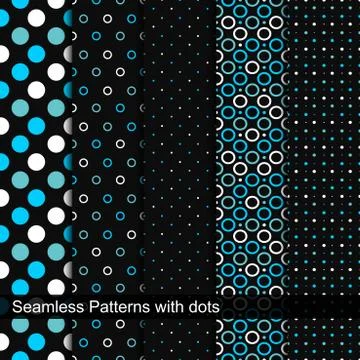 Vector seamless patterns with circles and dots. 库存插图