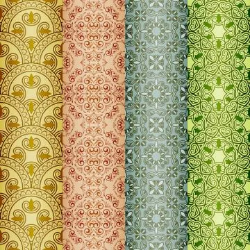 Vector seamless patterns, oriental style Stock Illustration