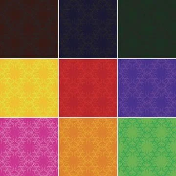 Vector Seamless Patterns With Original Design. 9 sets. EPS10 Stock Illustration