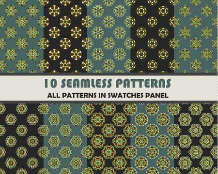 Vector of Seamless Patterns set Stock Illustration