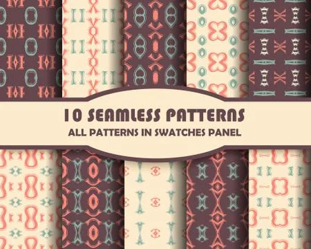 Vector of Seamless Patterns set Stock Illustration