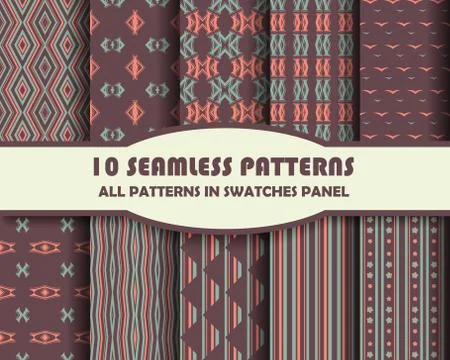 Vector of Seamless Patterns set Stock Illustration