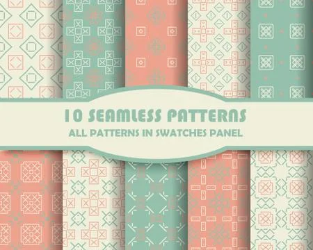 Vector of Seamless Patterns set Stock Illustration