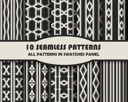 Vector of Seamless Patterns set Stock Illustration