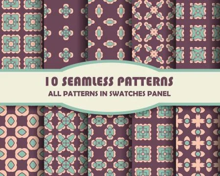 Vector of Seamless Patterns set Stock Illustration