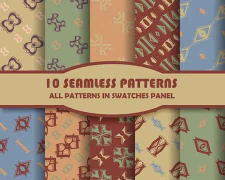 Vector of Seamless Patterns set Stock Illustration