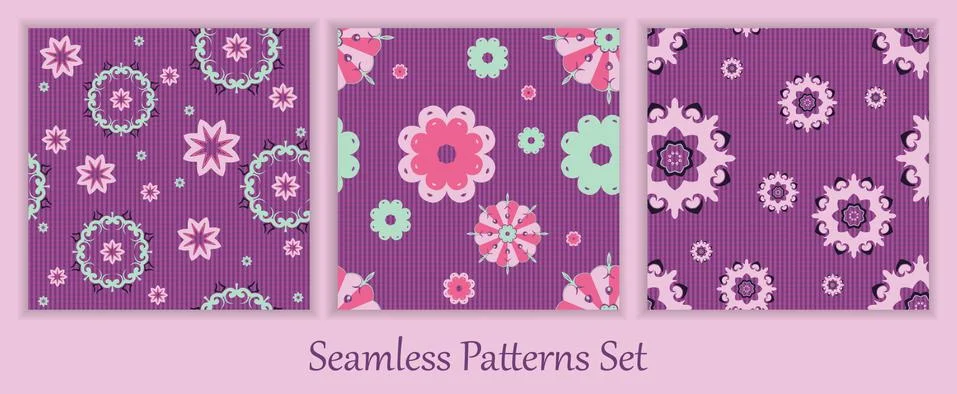 Vector seamless patterns set Stock Illustration