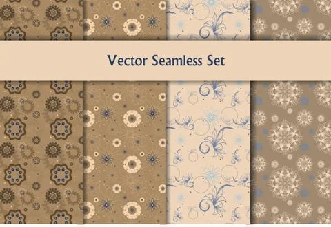Vector seamless patterns set Stock Illustration