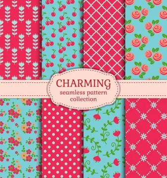 Vector seamless patterns set. Illustrazione stock