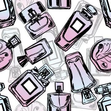 Vector seamless perfume pattern. Stock Illustration