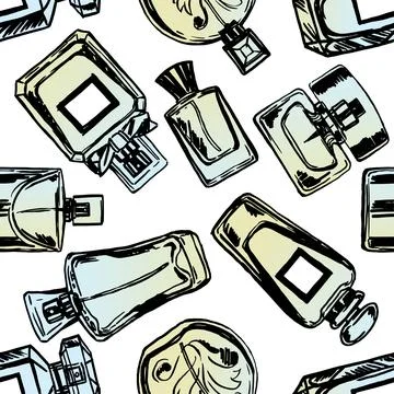 Vector seamless perfume pattern. Stock Illustration