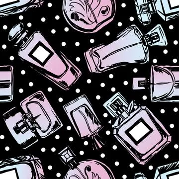 Vector seamless perfume pattern. Stock Illustration