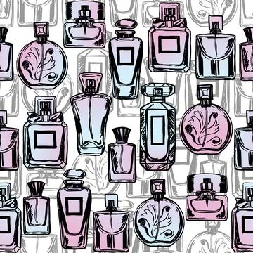Vector seamless perfume pattern. Stock Illustration