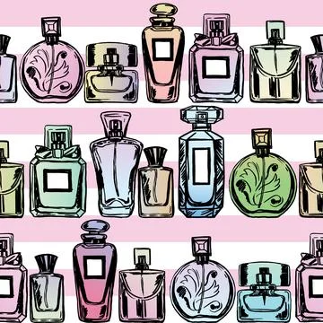 Vector seamless perfume pattern. Stock Illustration