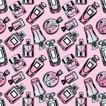Vector seamless perfume pattern. Stock-Illustration