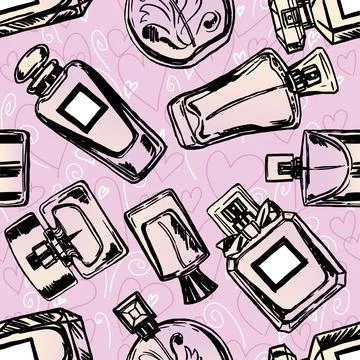 Vector seamless perfume pattern. Stock Illustration
