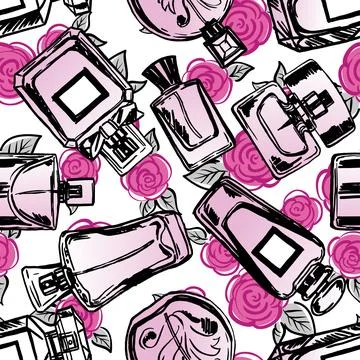 Vector seamless perfume pattern. Illustration
