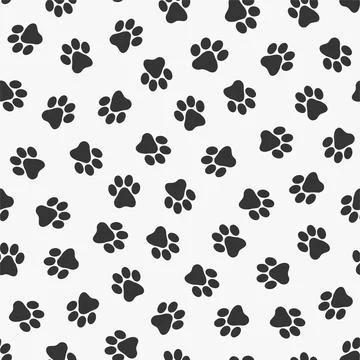Vector seamless pet paw pattern - cute funky design. Black and white animal Stock Illustration