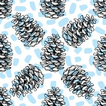 Vector seamless pine cone pattern Stock Illustration