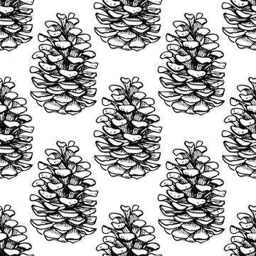 Vector seamless pine cone pattern. Stock Illustration