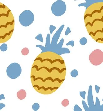 Vector seamless pineapple fruit crazy Illustrazione stock