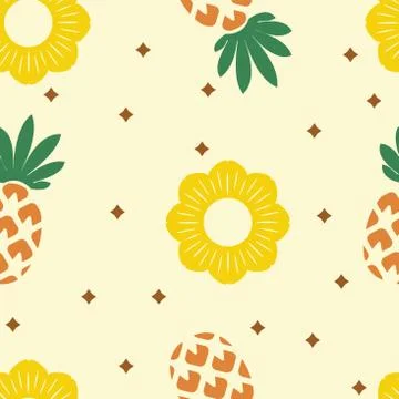 Vector seamless pineapple pattern Stock Illustration