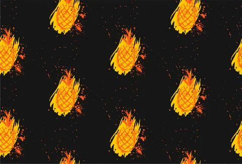 Vector seamless pineapple textured pattern in retro style.Fruit pattern,summer Illustrazione stock