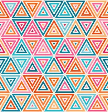 Vector Seamless Pink Orange Blue White Random Color Triangle Lines Grid 스톡 일러스트
