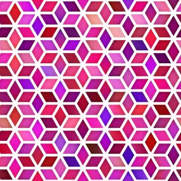 Vector Seamless Pink Shades Gradient Rhombus Shape Grid Geometric Pattern Stock Illustration