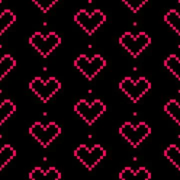 Vector seamless pixel  heart pattern for Valentine's Day 스톡 일러스트