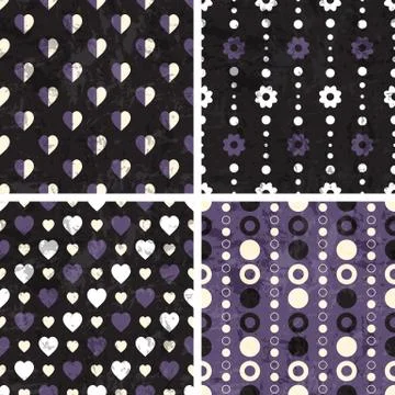 Vector seamless poka dot and heart tiling patterns Stock Illustration