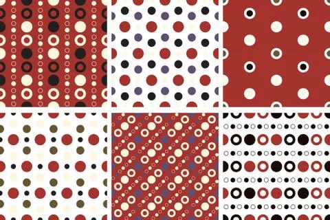 Vector seamless poka dot patterns Stock Illustration