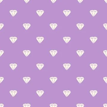 Vector seamless psttern with hand drawn cute diamonds on violet background Stock Illustration