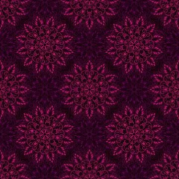 Vector Seamless Purple Mandala Pattern Stock Illustration